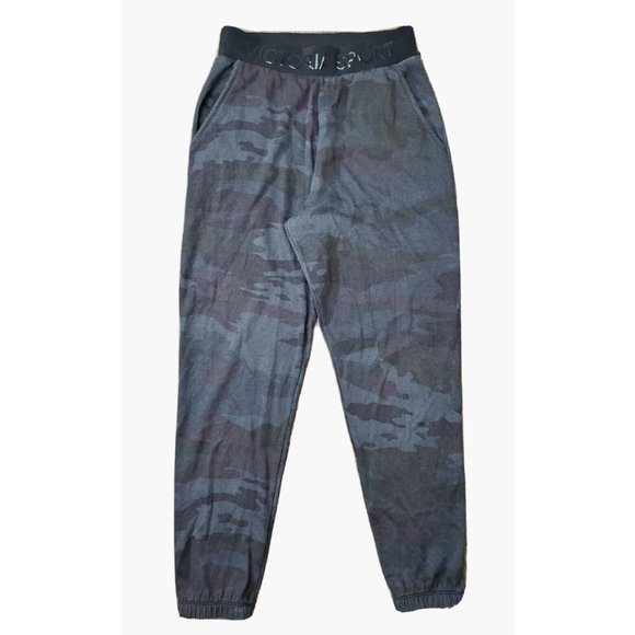 Victoria Sport Women's S Gray Camo Jogger Sweat Pants Elastic Waist Slit Pocket - Picture 1 of 12